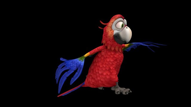 Parrot dance - 3d render looped with alpha channel. 