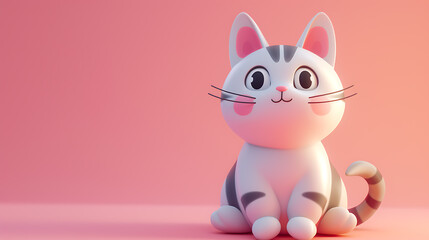 A vibrant 3D cartoon cat, full of personality, against a gentle pink backdrop.
