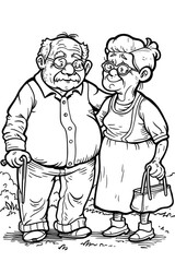 Coloring Page grandmother and grandfather