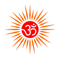 sun and holy Hindu symbol Om
