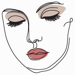 beautiful woman face line style