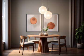 A cozy dining area with a round dining table