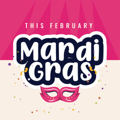 Mardi Gras Party Social Media Post Illustration