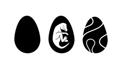Dinosaur egg, black isolated silhouette