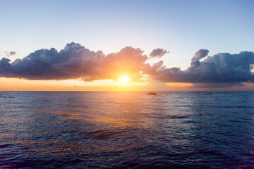 Beautiful bright sunrise over the Mediterranean sea.