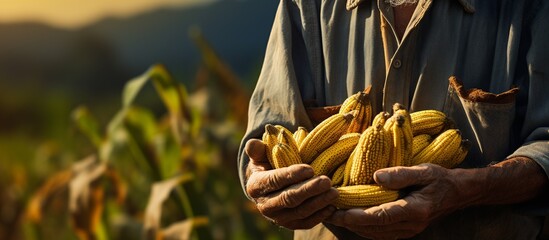 Farmer holding banana fruit