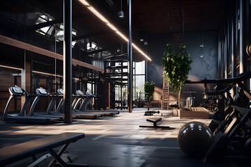 A gym room with a combination of padded and mirrored walls 