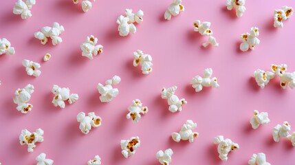 Popcorn pattern on a pink background. 