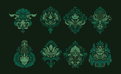 Damask graphic vector elements