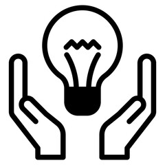 Hand with ligh bulb vector icon