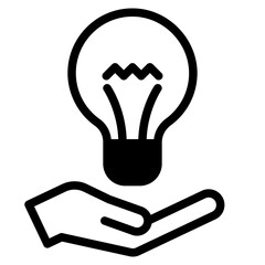 Hand with ligh bulb vector icon