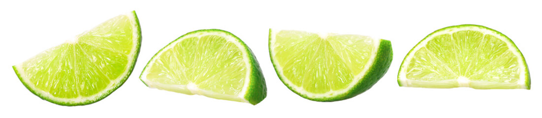 Natural fresh slice lime isolated, transparent PNG, PNG format, collection, full depth of field