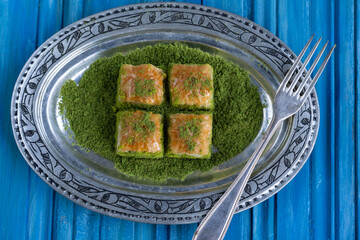Turkish Baklava with Pistachio, Üsküdar Istanbul, Turkiye (Turkey)