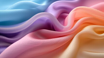 Obraz premium Gradient pastel rainbow silk fabric with pleats