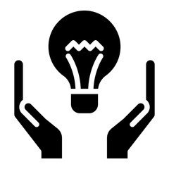 Hand with ligh bulb vector icon