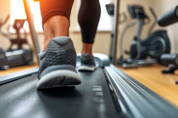 Fototapeta premium Man walking on a treadmill