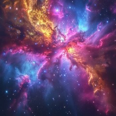Fototapeta na wymiar Amazing space nebula with bright stars and colorful gas clouds