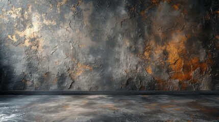 Abstract grunge background with dark textured wall and concrete floor - obrazy, fototapety, plakaty