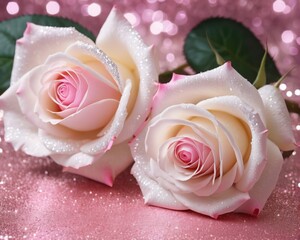 White and Pink Roses in Tender Affection