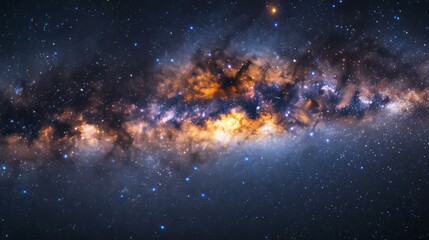 Amazing view of the Milky Way galaxy, showing the Carina Nebula and other deep space objects