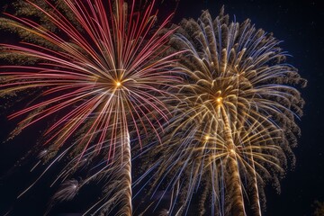 Fireworks light up the sky with red white and blue colors