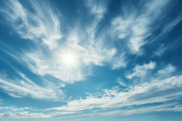 Naklejka na ściany i meble Cirrus clouds in the blue sky