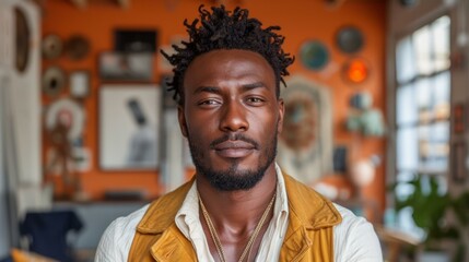 Portrait of a black man with dreadlocks - obrazy, fototapety, plakaty