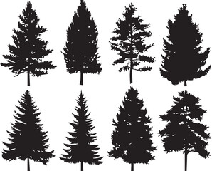 Set Trees. Hand drawn vector illustration	