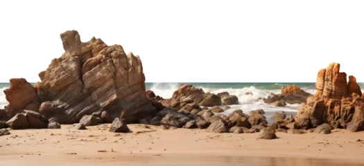 Foto op Plexiglas Varied rock formations arranged on a smooth sea sand surface, cut out © Yeti Studio
