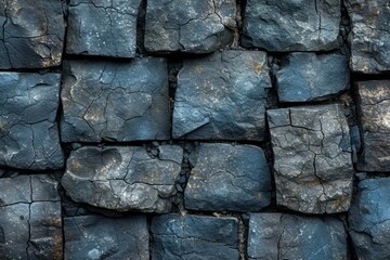 A dark blue stone wall with square stones