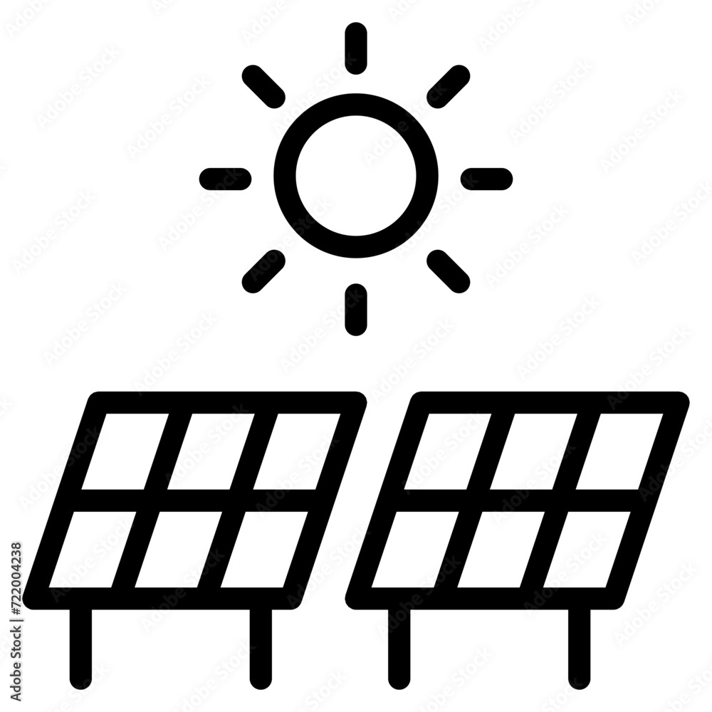 Sticker solar panels icon, sun energy icon.