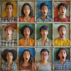 A group of young people with shocked expressions on their faces