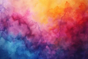 Tissu par mètre Mélange de couleurs gradient watercolor background in bright rainbow colors
