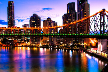 The Story Bridge, Brisbane city at night. - obrazy, fototapety, plakaty
