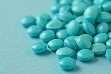 Close-up image of blue pills