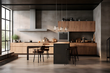 A kitchen with a custom multi level island design - obrazy, fototapety, plakaty