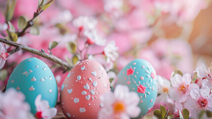 Fototapeta premium カラフルなイースターエッグのフレーム素材