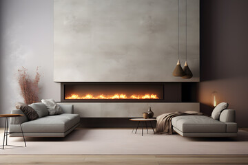 A living space with a electric fireplace