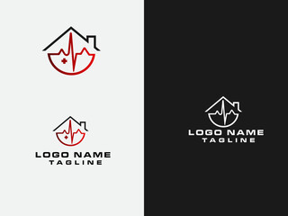 Medical house logo design. Home doctor. Heartbeat. Business. Hospital house. Premium. Heartbeat with home. Medicin. Colorful template