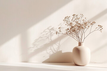 Textured Vase with Dried Flowers in Natural Sunlight