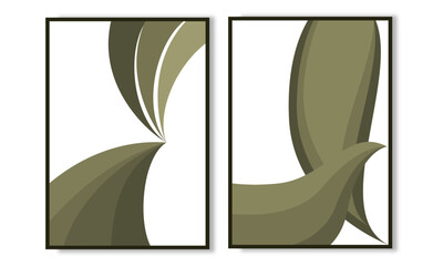 Set of two mid century wavy modern wall art. Minimalist sage green wall print collection. Good for home decorations, art deco and wall decorations.