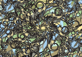 Textural floral background with twirled elements. Printable texture for wallpapers, covers, postcards, business concepts, fashion trends, scrapbooking, interiors, textiles or fabrics, etc. Vector