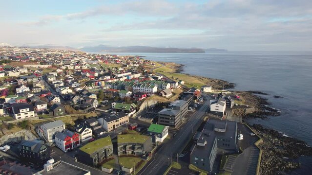 Drohnenflug &uuml;ber Torshavn auf den Faroer Islands