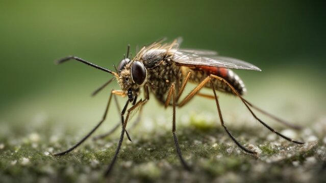 Close-up high-resolution image of a mosquito in tropical forest.