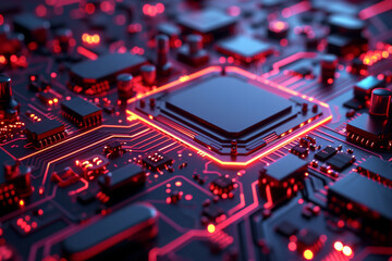 Fototapeta premium The AI chip on the computer motherboard.