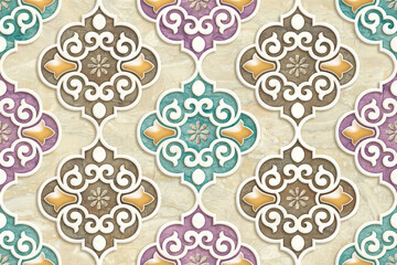 Seamless Multicolour Digital Wall Tile Decor For interior Home or Ceramic wall tile Design, Heavily Mixed Wall Art Decor For Home, wallpaper, linoleum, textile, web page background and interior design