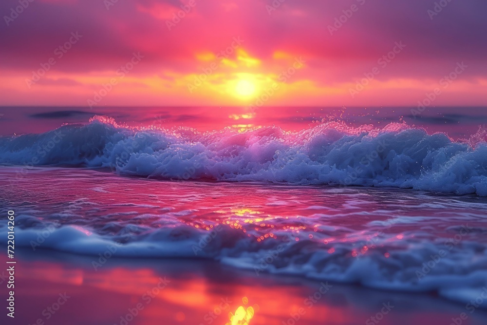 Wall mural purple pink ocean sunset