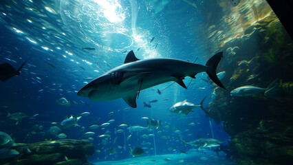 Underwater Majesty: A Shark’s Realm in a Large Aquarium