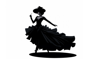 Drag queen silhouette who are usually a gay males who cross dress and wear heavy make up to expressive themselves in an artistic performance at a glamourous nightclub, stock illustration image - obrazy, fototapety, plakaty