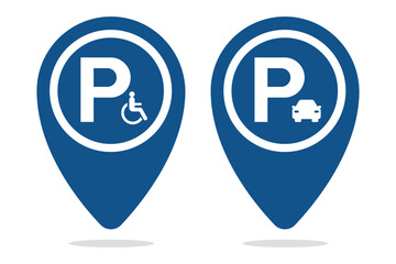 Parking and disabled parking location pins